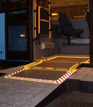 The BiFOLD wheelchair ramp's unique motion pattern makes it ideally suited to low floor transit bus applications.